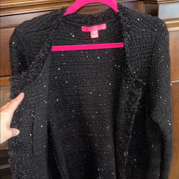 Lilly Pulitzer Amal Metallic Black Open Longer Cardigan rhinestone buttons XL - Picture 5 of 14